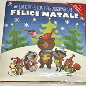 BIGLIETTO NATALE MUSICALE CON SCRITTA " UN CORO SPECIALE PER AUGURARE UN FELICE NATALE" PER AUGURI DI NATALE