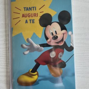 ART. P129449 VIRCA BIGLIETTO TOPOLINO CON SCRITTA ESTERNA: " TANTI AUGURI A TE" E SCRITTA INTERNA " CHE SIA UNA FESTA CON TANTA ALLEGRIA, CON GIOCHI, SORRISI E DIVERTENTE COMPAGNIA