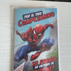 ART. P129452 VIRCA BIGLIETTO SPIDERMAN CON SCRITTA ESTERNA" PER IL TUO COMPLEANNO SEI PRONTO AD ENTRARE IN AZIONE