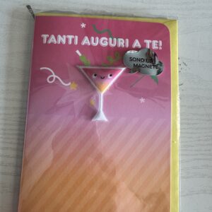 ART. P129268 VIRCA BIGLIETTO CON COCKTAIL CON MAGNETE CON SCRITTA ESTERNA: " TANTI AUGURI A TE! "